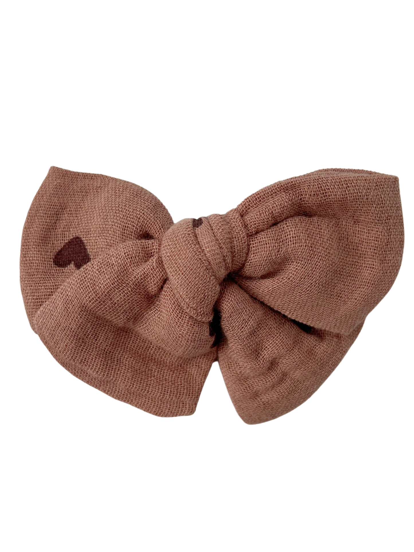 Kokardka w brązowe serduszka