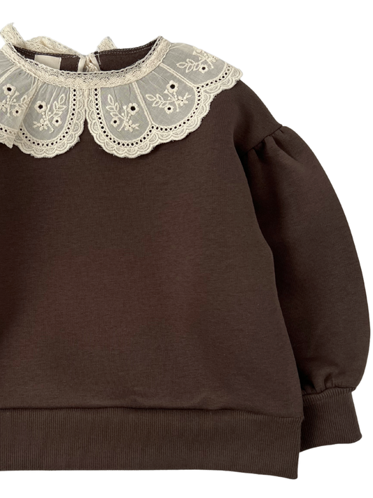 Bluza dresowa z kołnierzykiem - brązowa