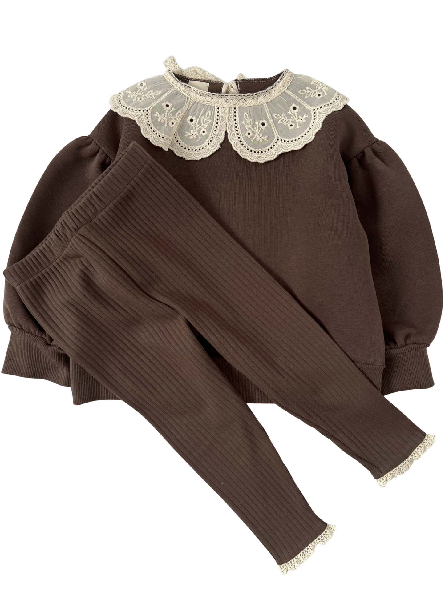 Bluza dresowa z kołnierzykiem - brązowa