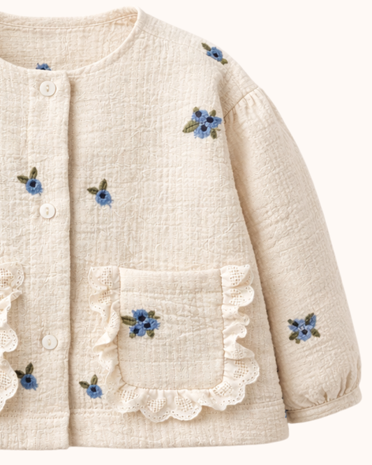 APRIL Bawełniana kurtka z haftami berry