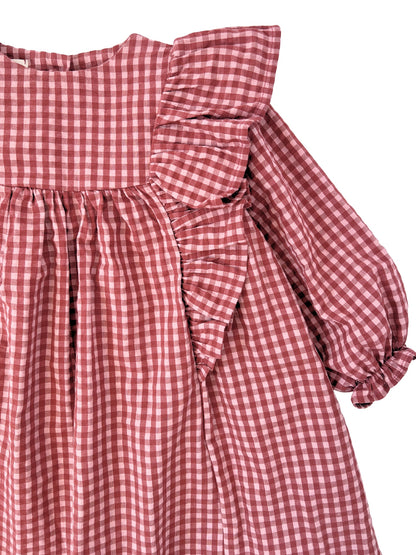 Sukienka bordowa vichy