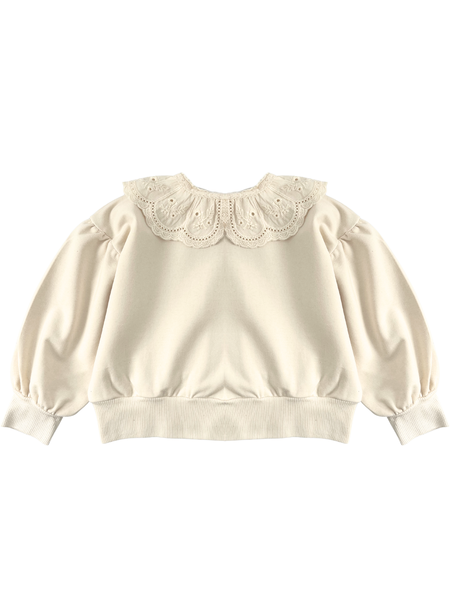 Bluza dresowa z kołnierzykiem - kremowa