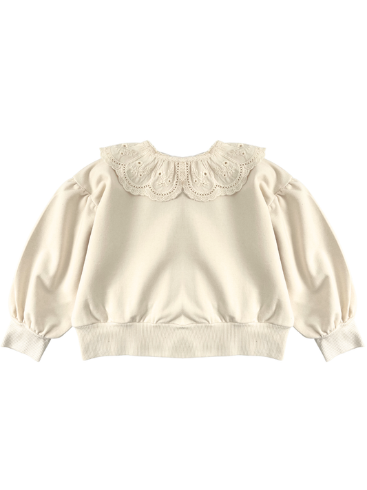 Bluza dresowa z kołnierzykiem - kremowa