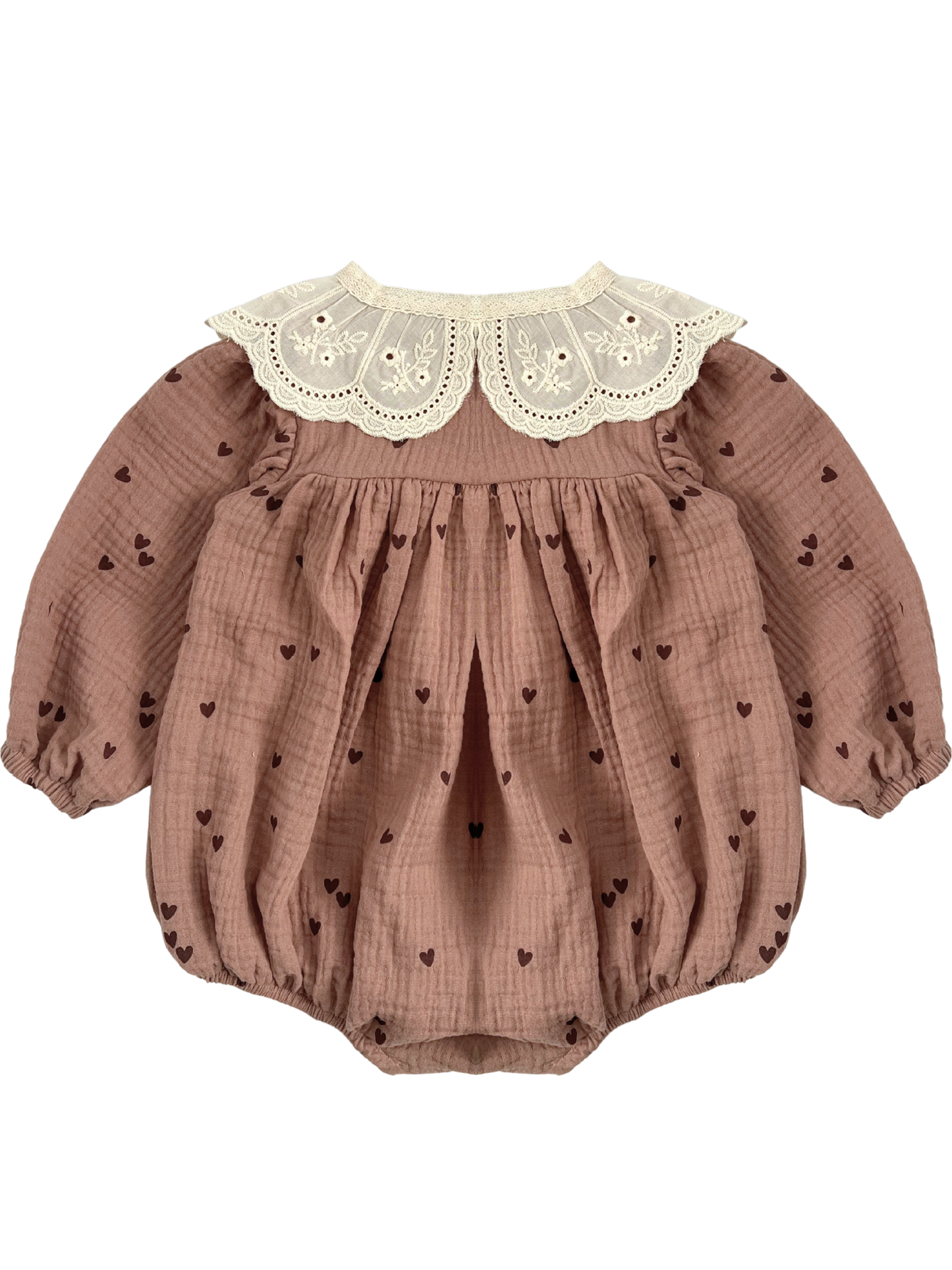 Rampers w brązowe serduszka