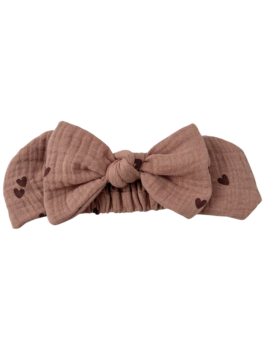 Opaska w serduszka z kokardką