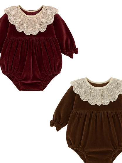 Rampers welurowy z kołnierzykiem- 3 kolory