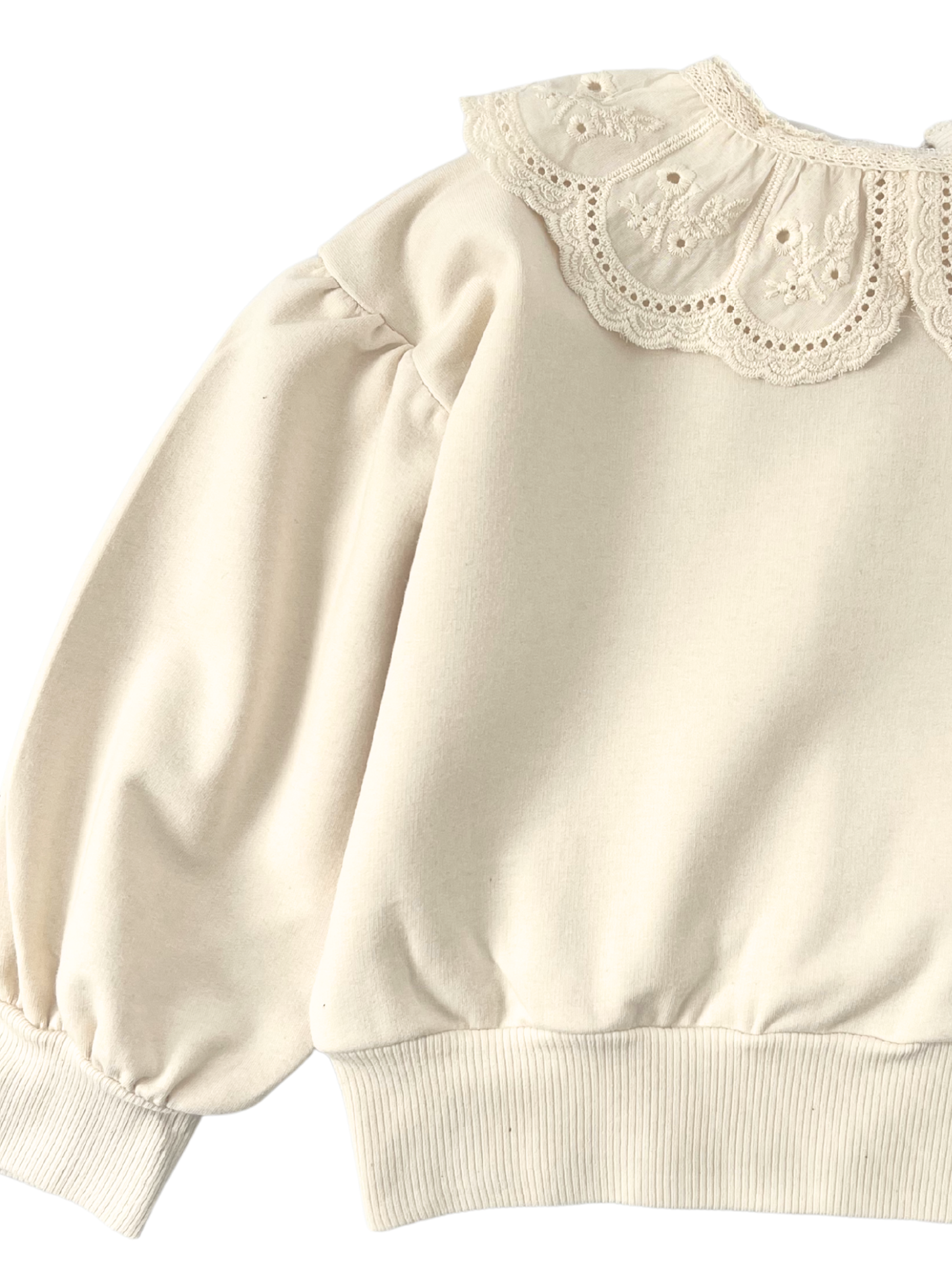 Bluza dresowa z kołnierzykiem - kremowa