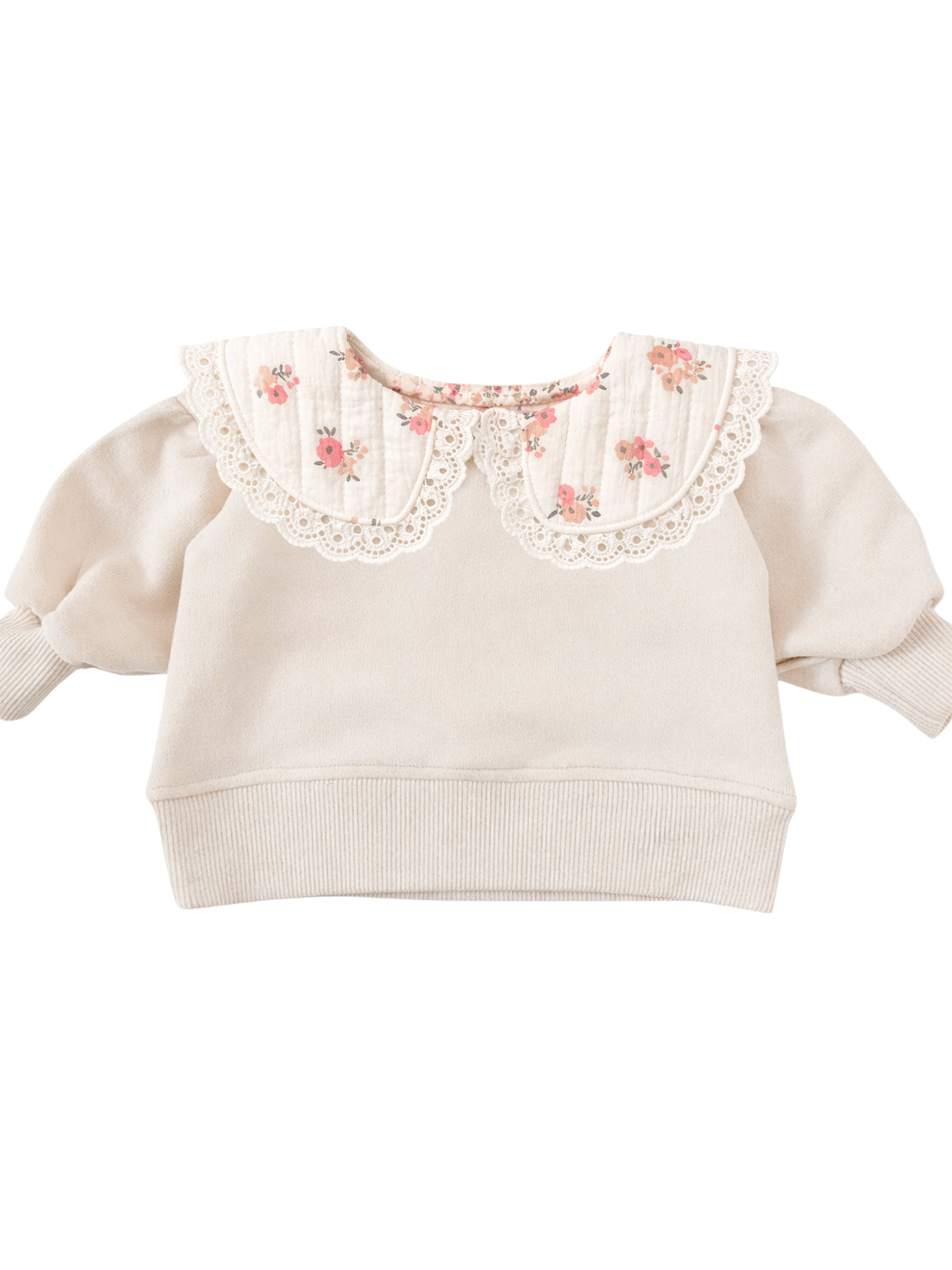Bluza dresowa z kołnierzykiem w kwiaty
