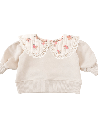 Bluza dresowa z kołnierzykiem w kwiaty
