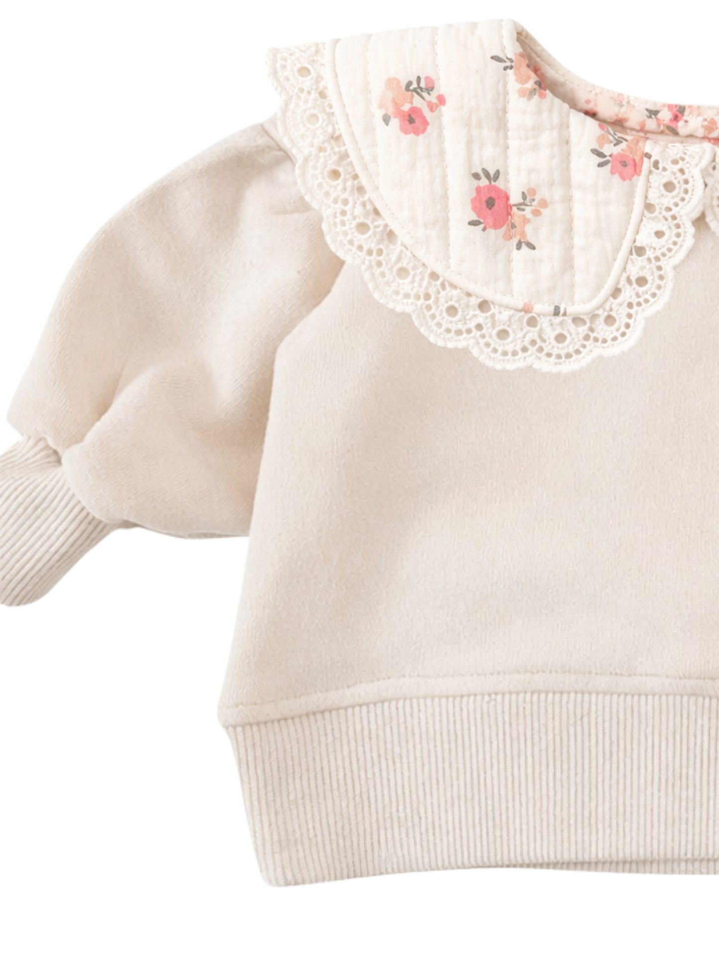 Bluza dresowa z kołnierzykiem w kwiaty