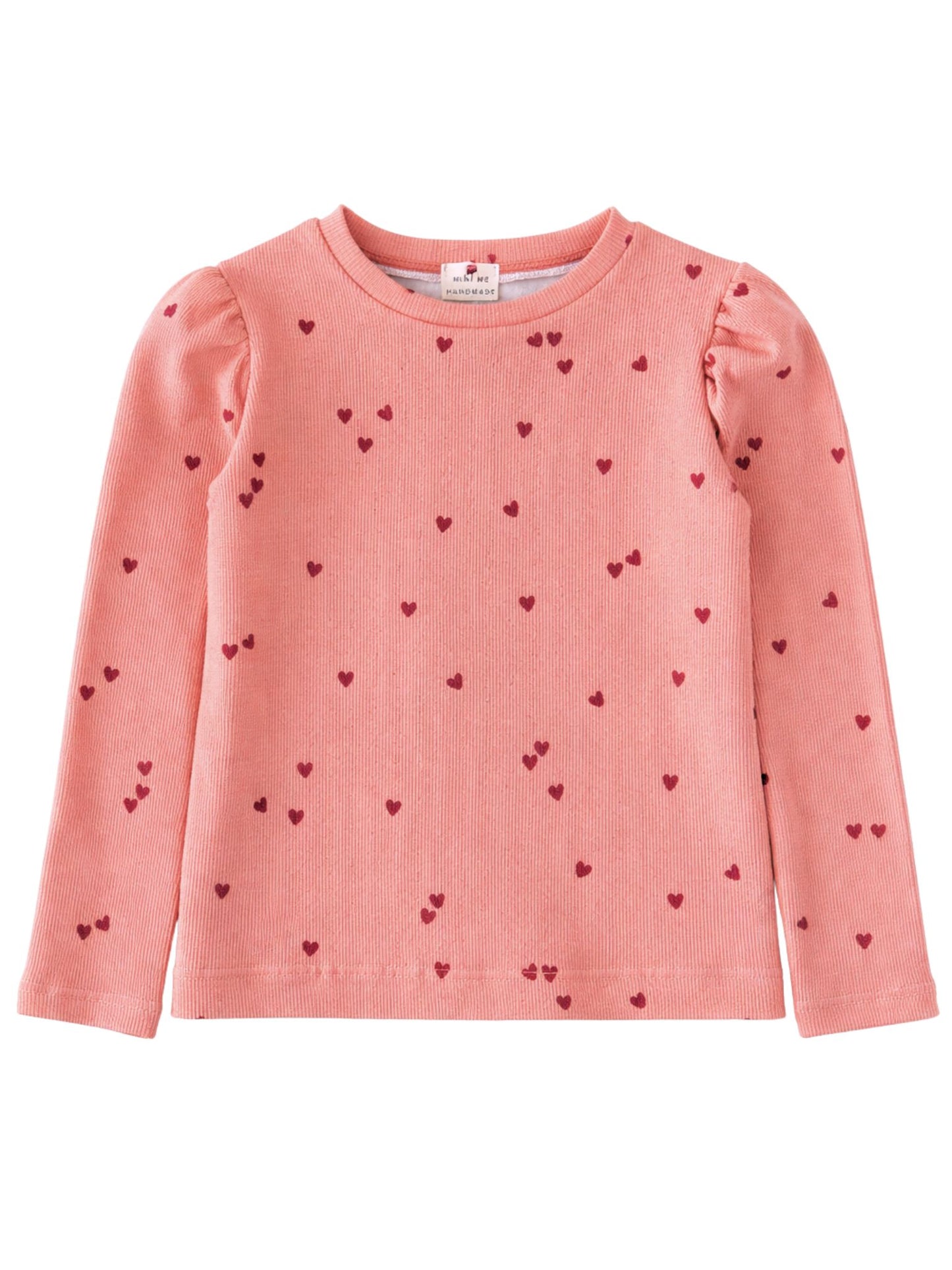 Prążkowany longsleeve z bufkami - różowy