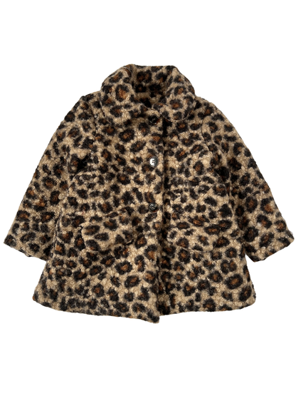 Brązowy zimowy płaszczyk w panterkę