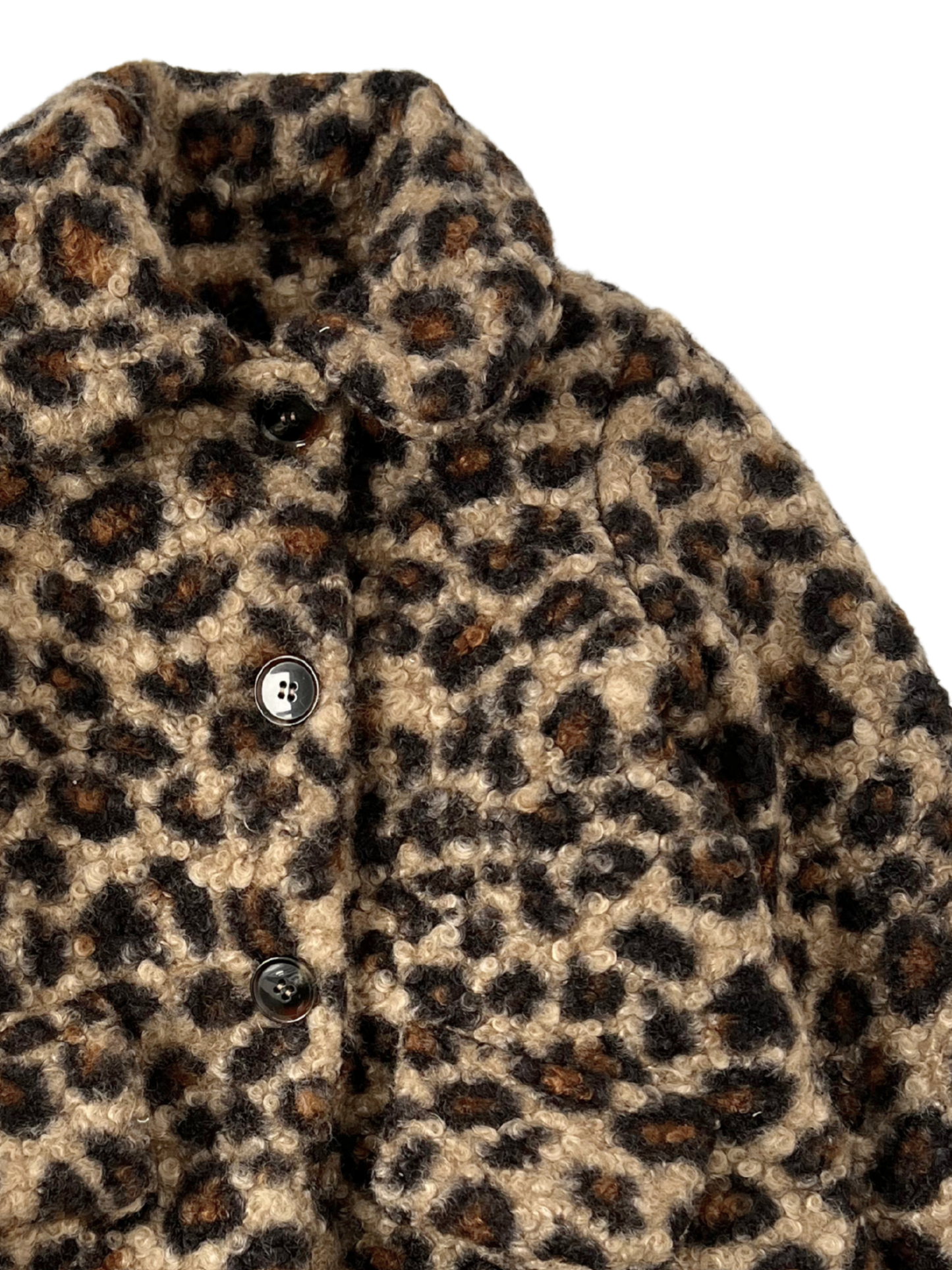 Brązowy zimowy płaszczyk w panterkę