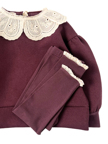 Bluza dresowa z kołnierzykiem -bordowa