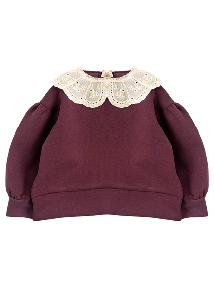 Bluza dresowa z kołnierzykiem -bordowa