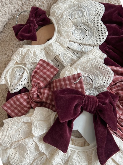 Duża kokarda welurowa - bordowa