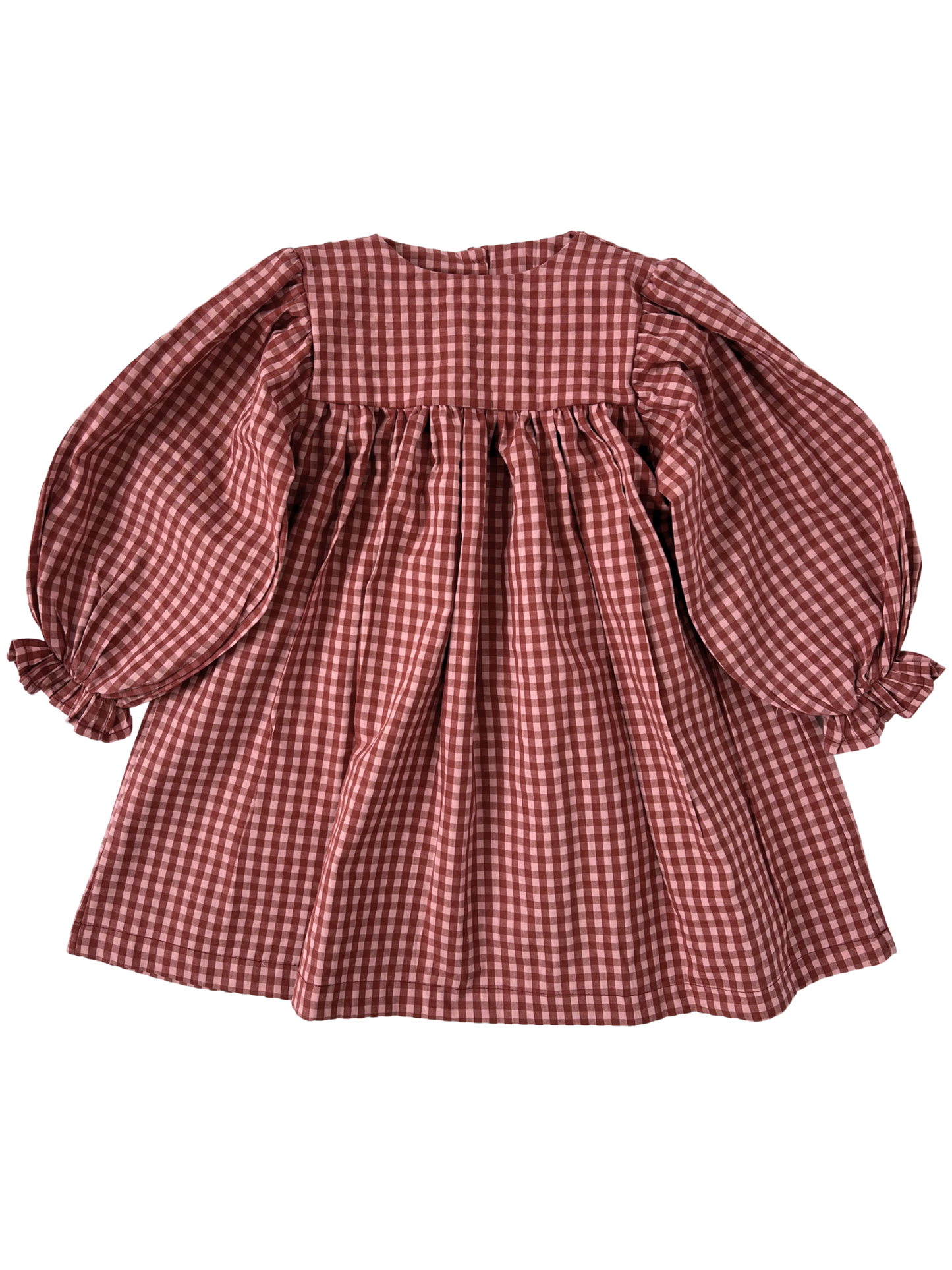 Bawełniana sukienka w kratę z koronkowym kołnierzem