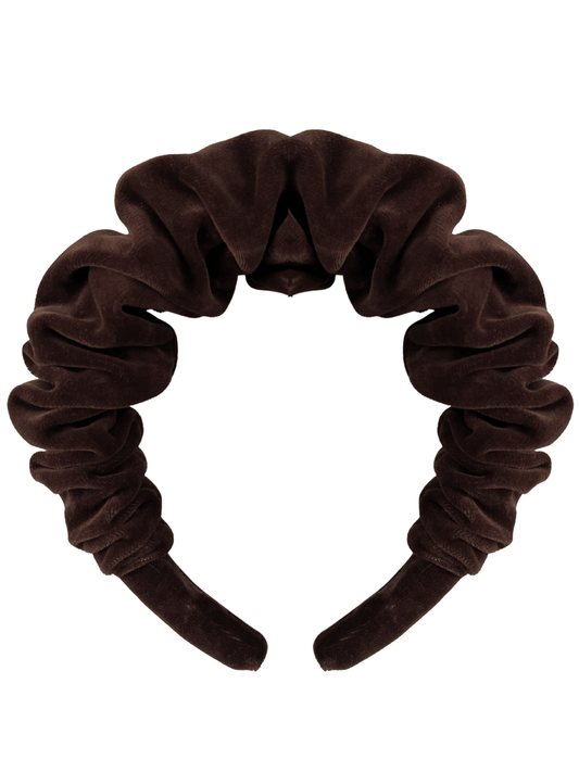 Opaska z marszczeniem brązowy welur