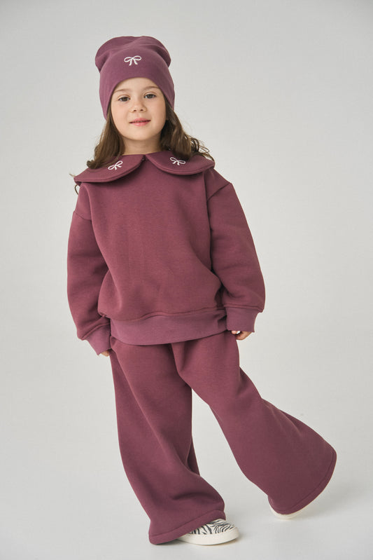 Dres bordowy z kokardkami