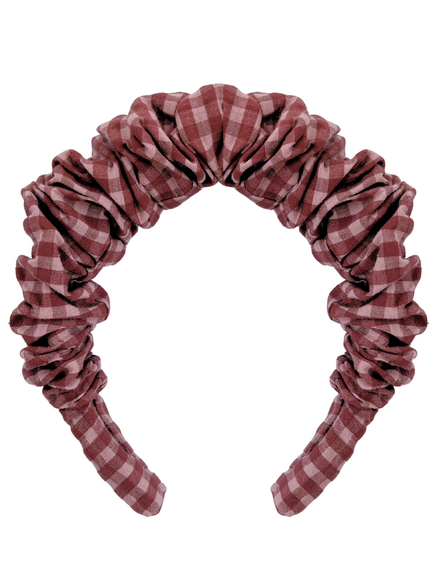 Opaska z marszczeniem bordowa kratka