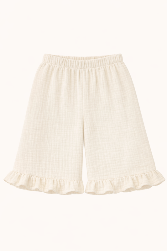 BASIC SPRING Muślinowe kuloty kremowe