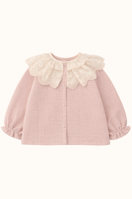 BASIC SPRING - Koszula muślinowa z kołnierzykiem różowa