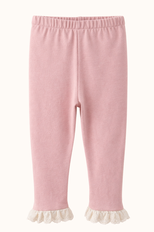 Legginsy z koronką pudrowe