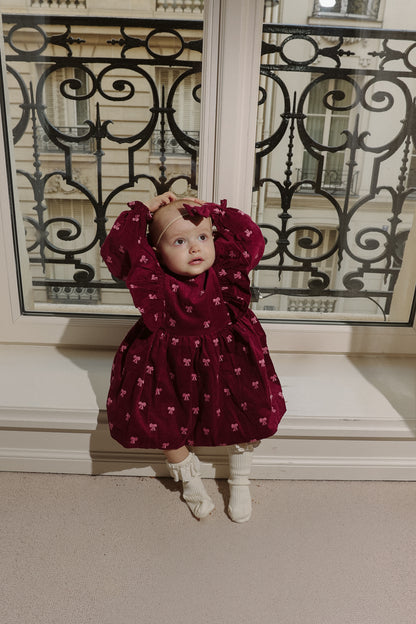 Sukienka w kokardki - bordowa