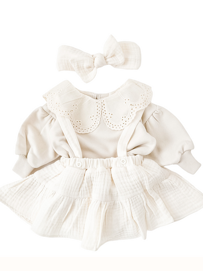 Kremowy komplet z kołnierzykiem