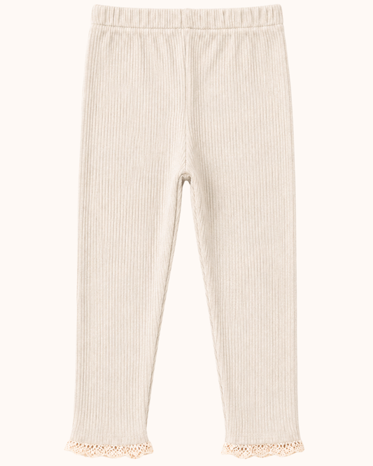 Legginsy z koronką beżowy melanż