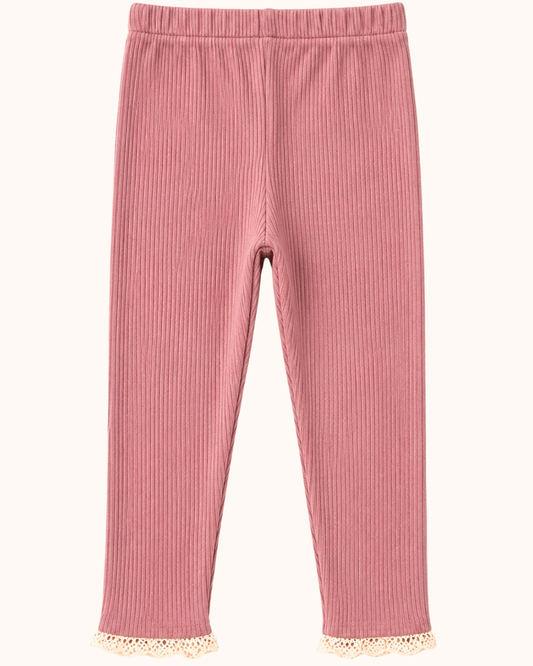 Legginsy z koronką truskawkowy róż