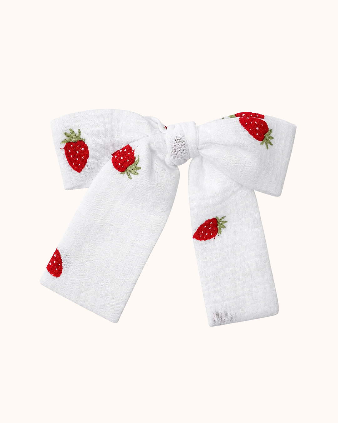Duża kokardka z haftami strawberry