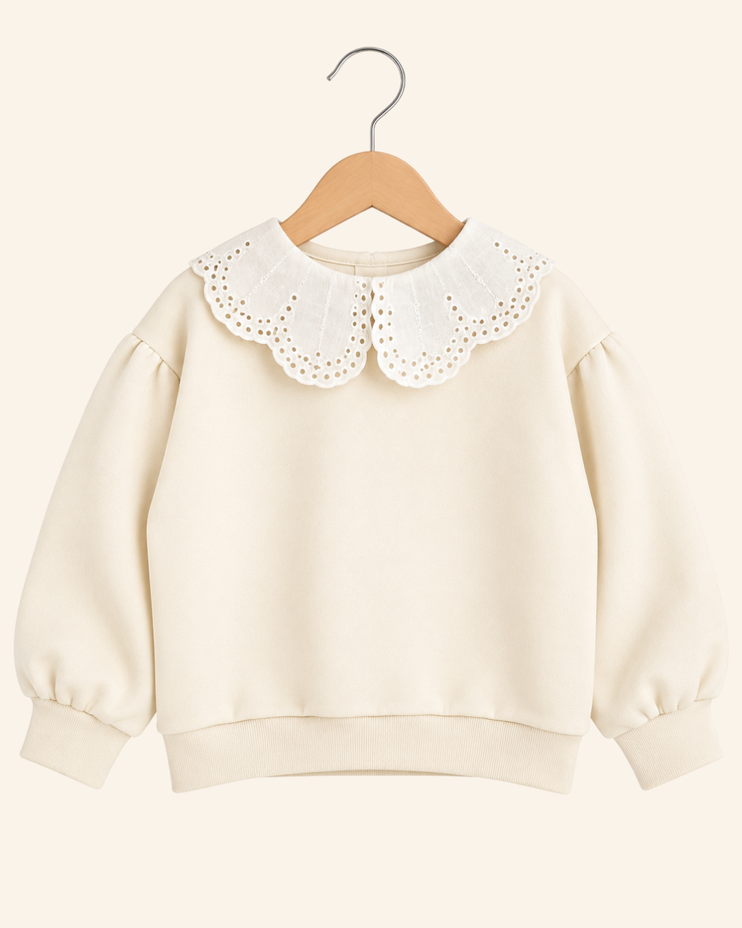 Bluza z kołnierzykiem - kremowa