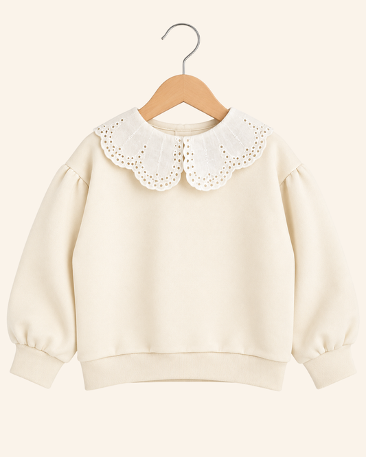 Bluza z kołnierzykiem - kremowa