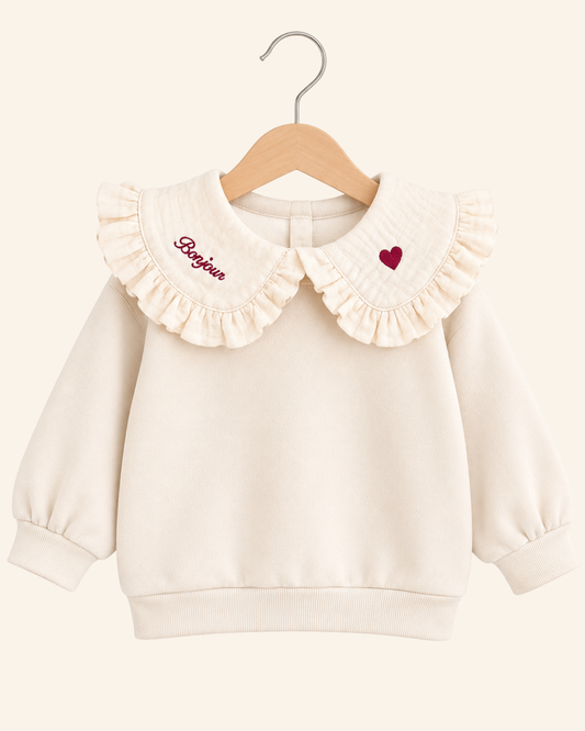Bluza z kołnierzykiem Bonjour - kremowa