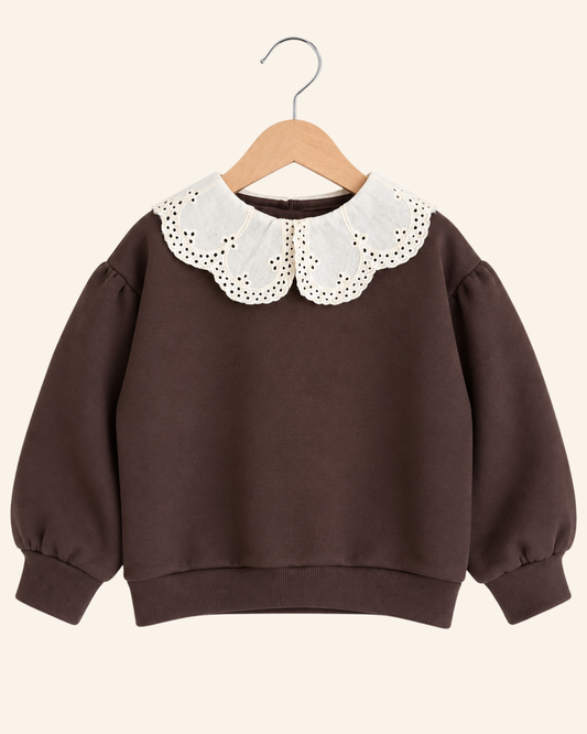 Bluza z kołnierzykiem - brązowa